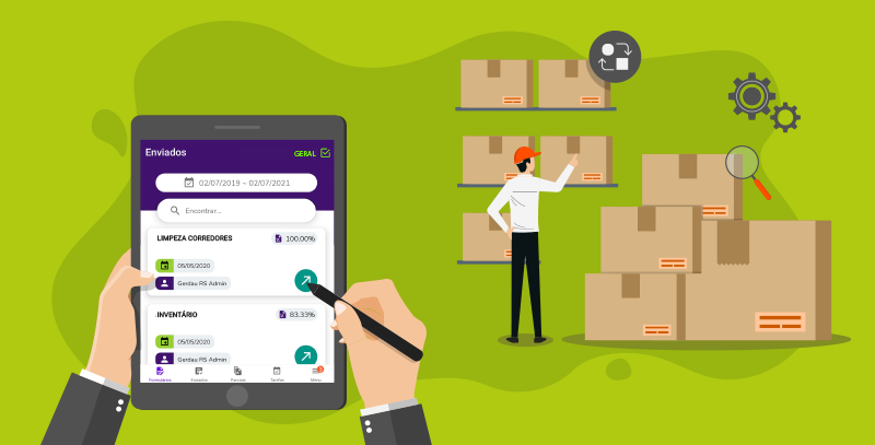 Execução de checklist digital para resolver problemas de estoque