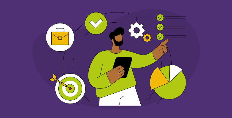 Por que usar planos de ação Profissional analisa indicadores e checklist em um tablet, representando os benefícios dos planos de ação da Checkbits na organização de metas e no acompanhamento de resultados.