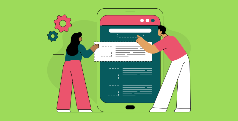 Modelo de POP para personalizar A imagem mostra duas pessoas ajustando blocos de texto em uma interface digital, representando a personalização e construção de um modelo de POP adaptado às necessidades específicas de cada operação.