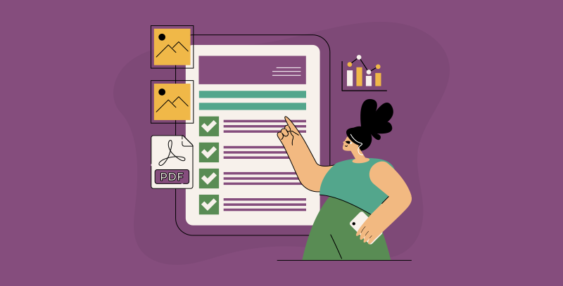 Pessoa utilizando checklist digital em uma vistoria com integração de relatórios e imagens.