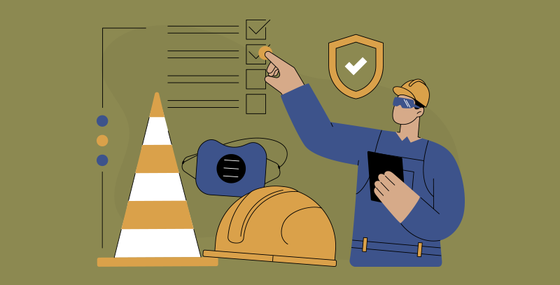 5 tipos de Checklists Industriais para usar Trabalhador usando checklists industriais para conferência de segurança com equipamentos de proteção.