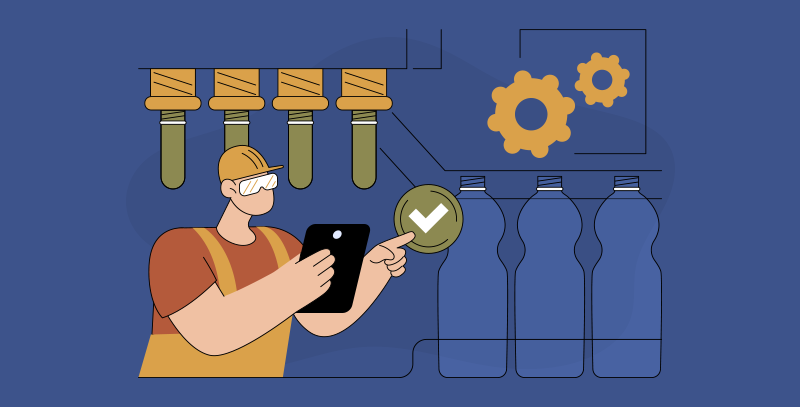 Benefícios de usar checklists em indústrias Funcionário analisando uma linha de produção enquanto consulta um tablet, destacando como checklists industriais apoiam o controle de qualidade e a eficiência operacional.