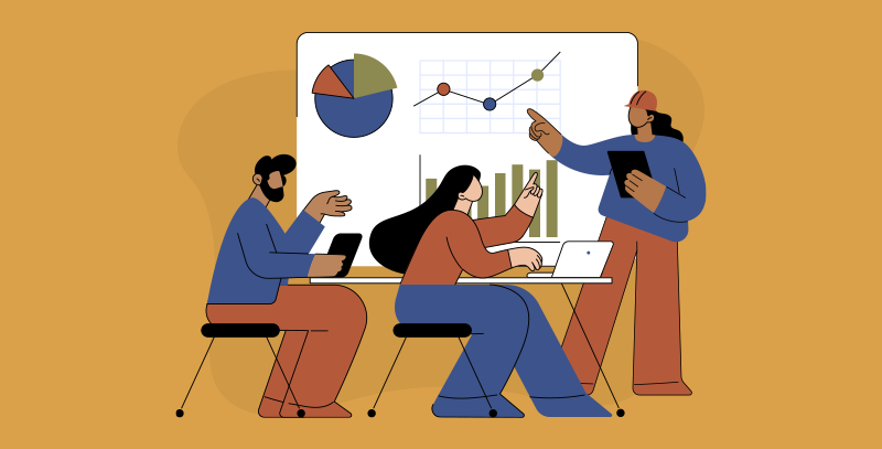 Boas práticas no uso de checklists industriais Equipe reunida diante de gráficos e indicadores de desempenho.