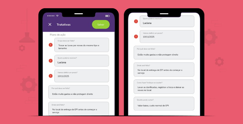 Exemplo de plano de ação detalhado no aplicativo com informações adicionais.