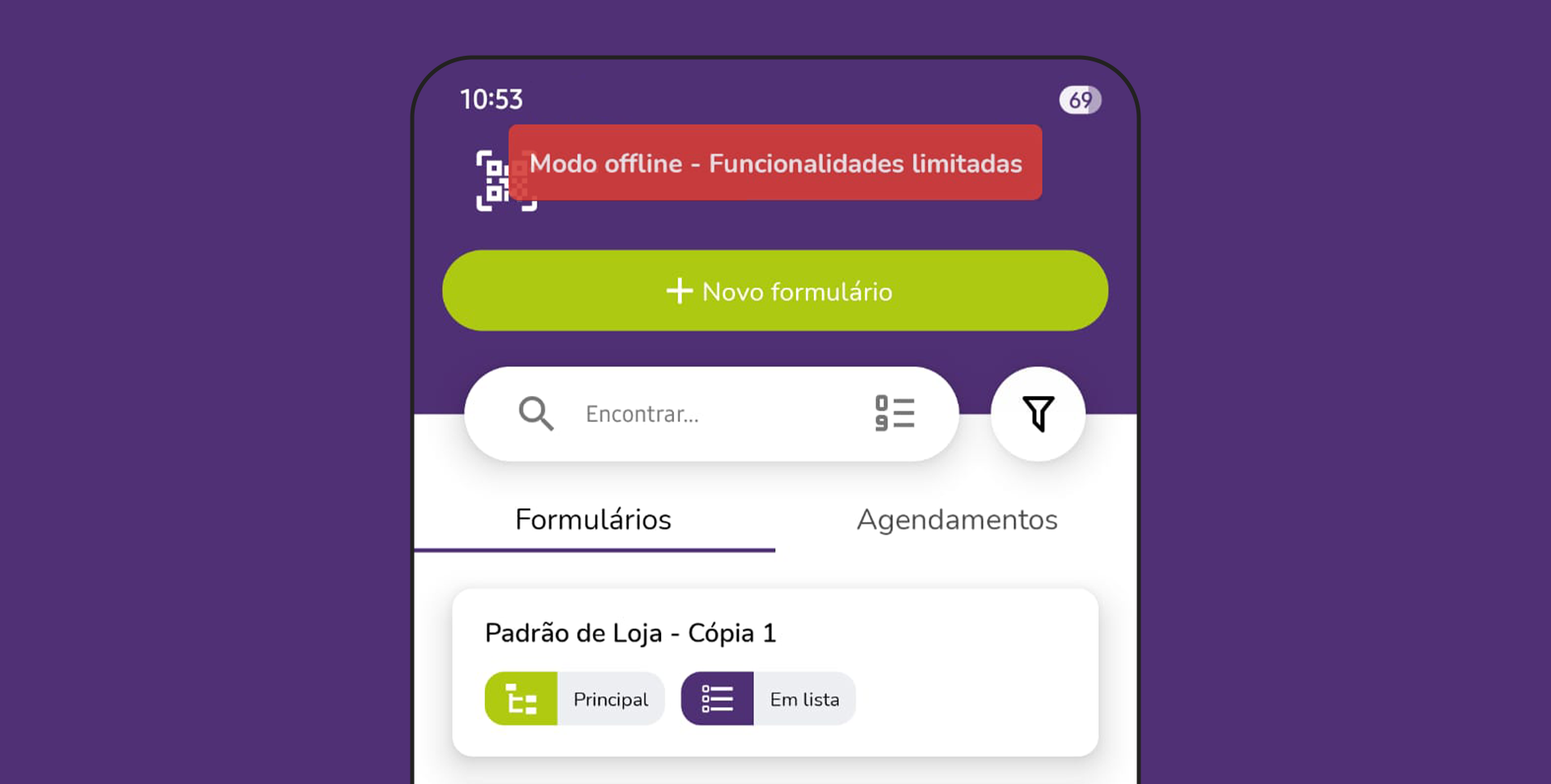 5.-Modo offline Modo offline, uma das funcionalidades do app de checklist.