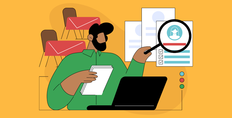 Cena de gestão de bares e restaurantes com profissional analisando currículos e perfil de candidato em tela.