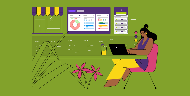 Faça a gestão remota do seu bar ou restaurante com o Checkbits Gerente utilizando notebook com painel de indicadores e relatórios com o Checkbits.