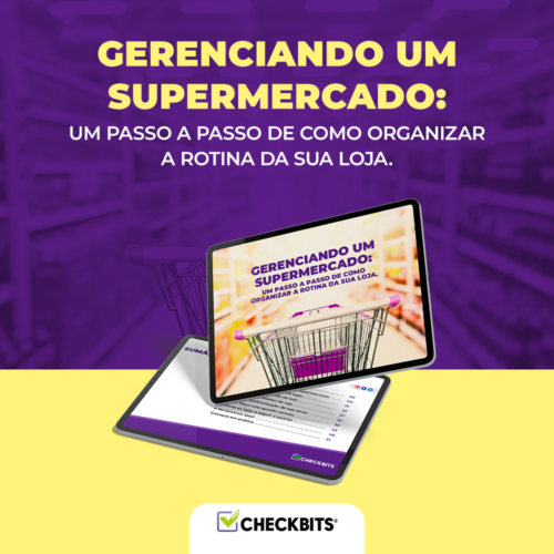 Banner de divulgação do e-book: gerenciando um supermercado.