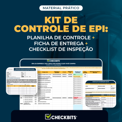 Imagem de divulgação do kit de controle de EPI com planilha, ficha e checklist de controle